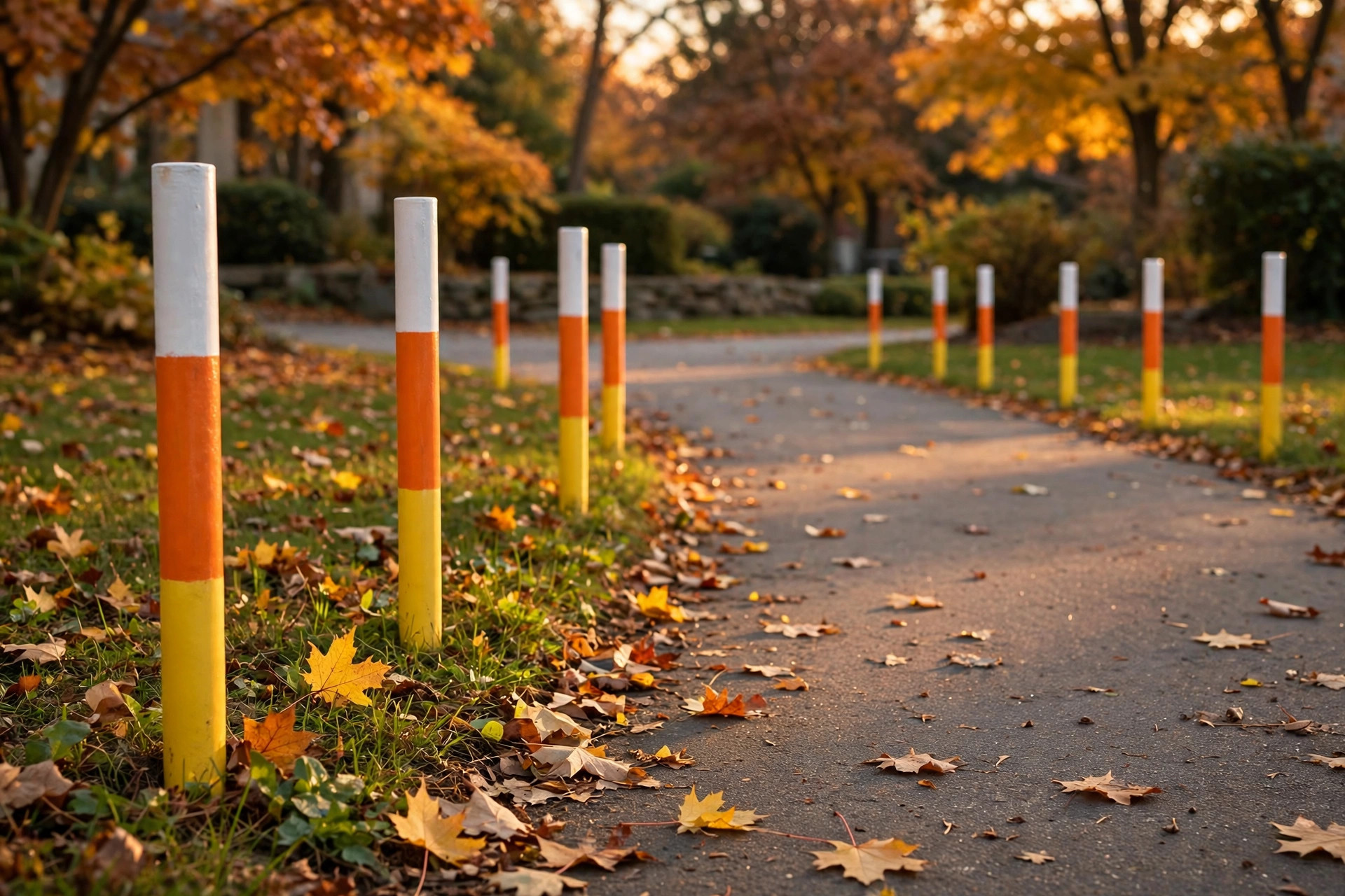 DIY candy corn lawn stakes made from painted PVC pipes
