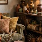 Cozy living room styled with vintage and secondhand decor finds