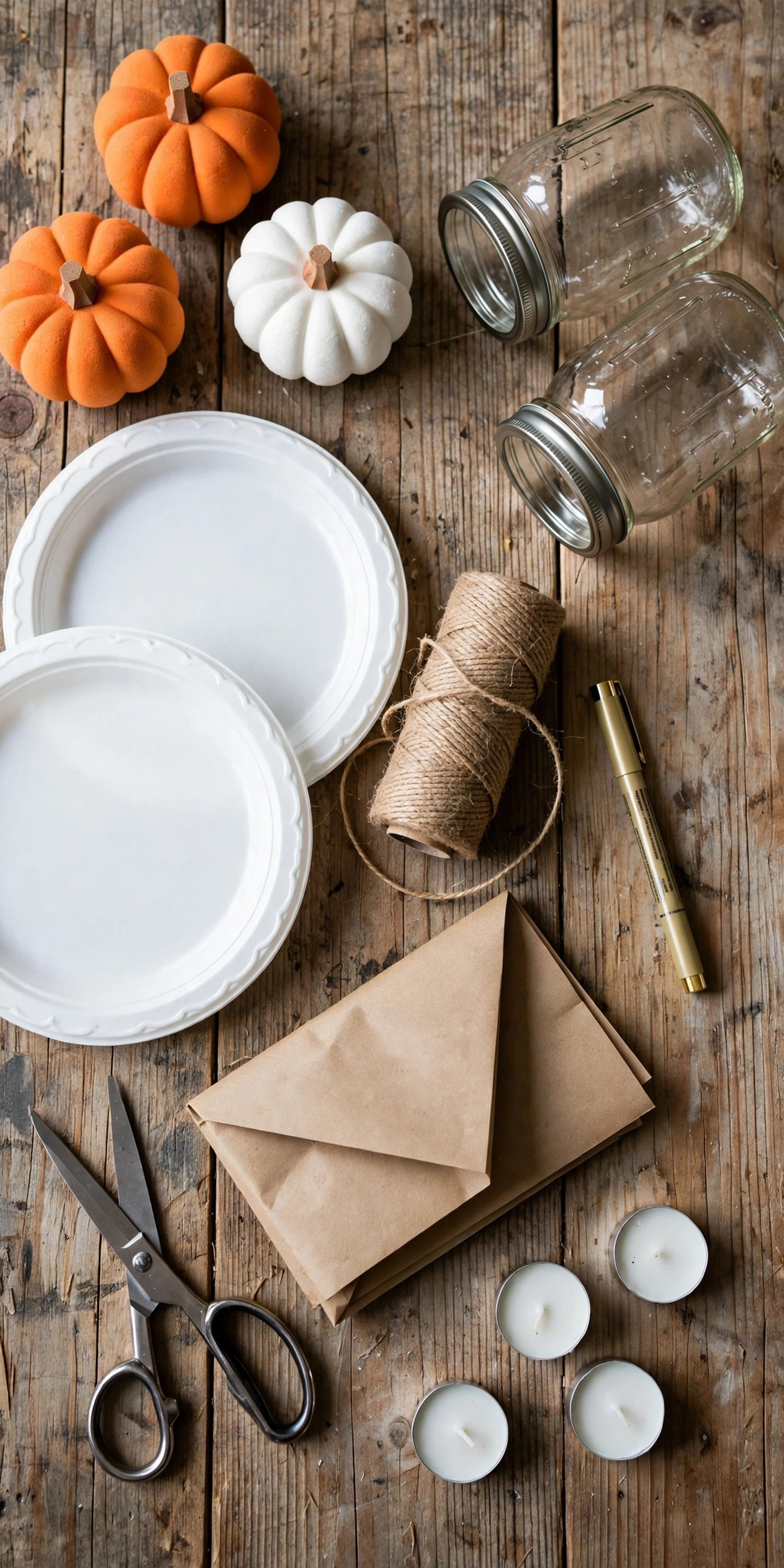 Dollar store Thanksgiving haul flat lay on a wooden table
