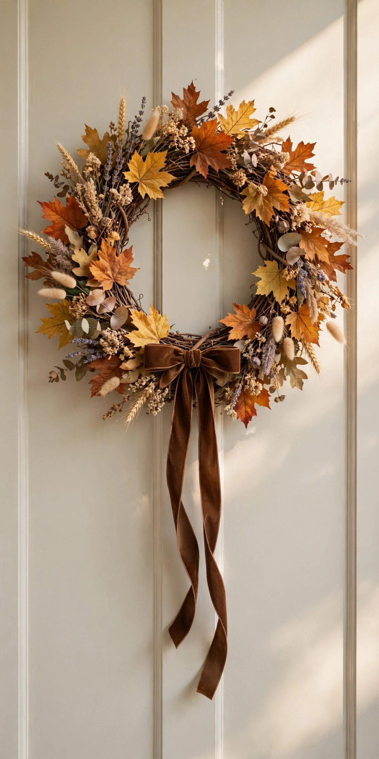 Refreshed fall wreath on front door
