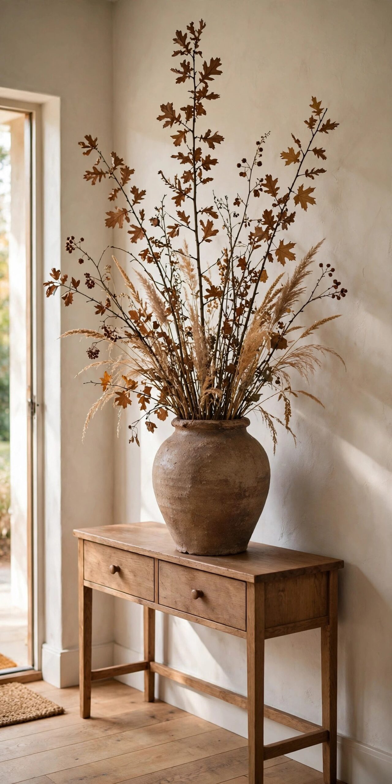 Foraged branches in large ceramic vessel