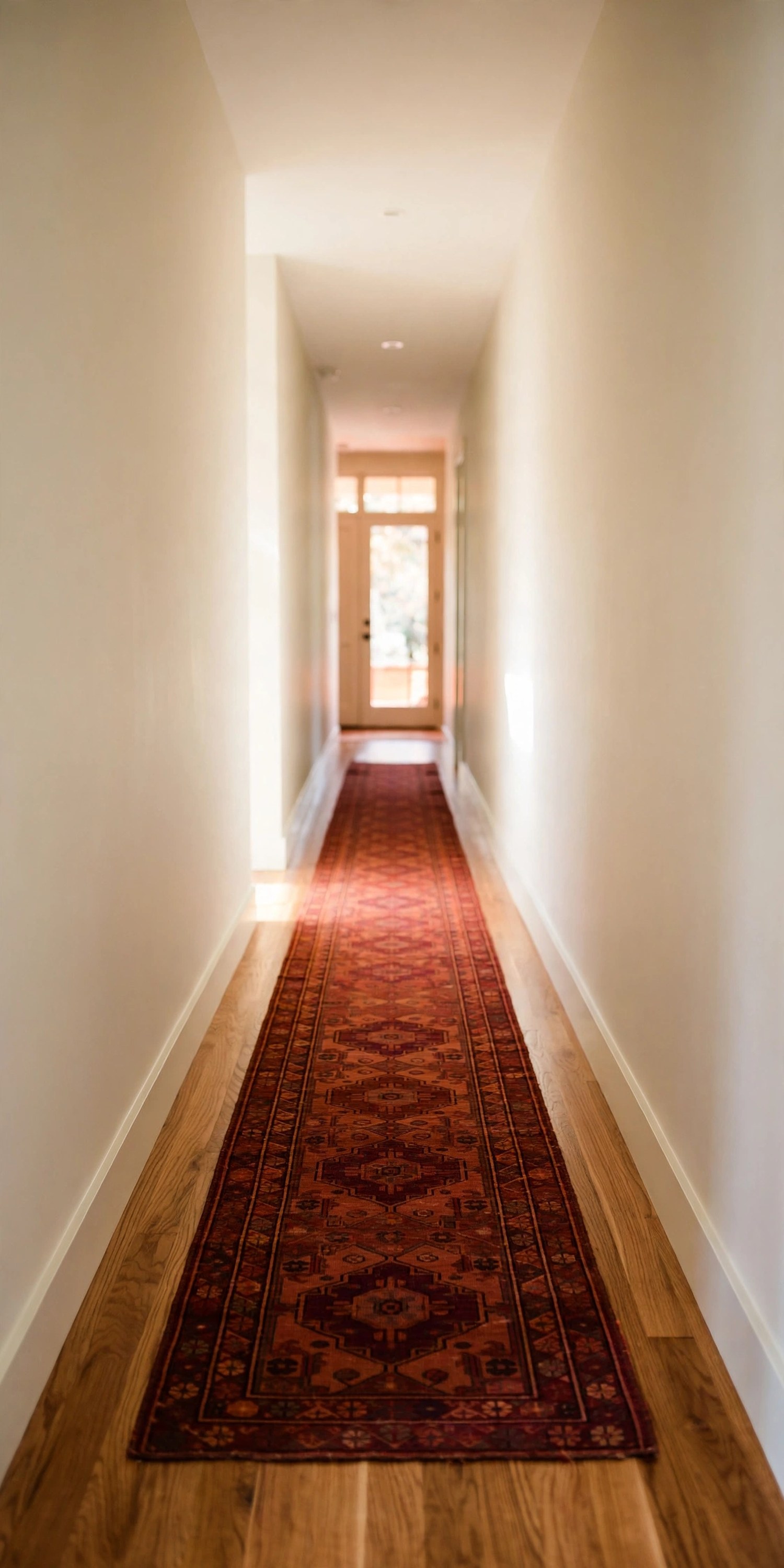 Hallway runner in rust and burgundy fall hues