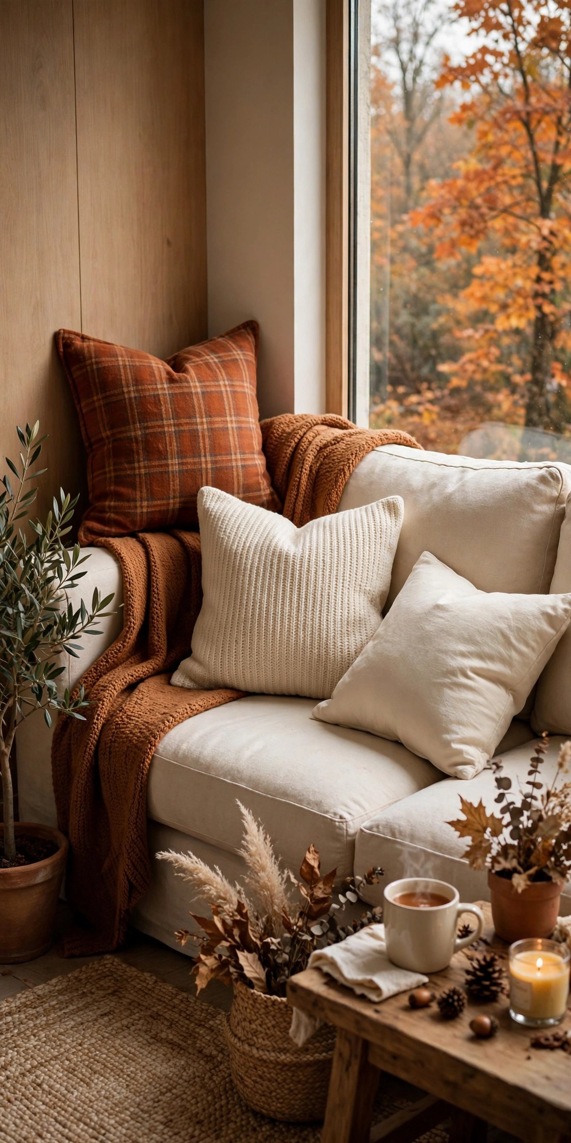 Three throw pillows odd number styling