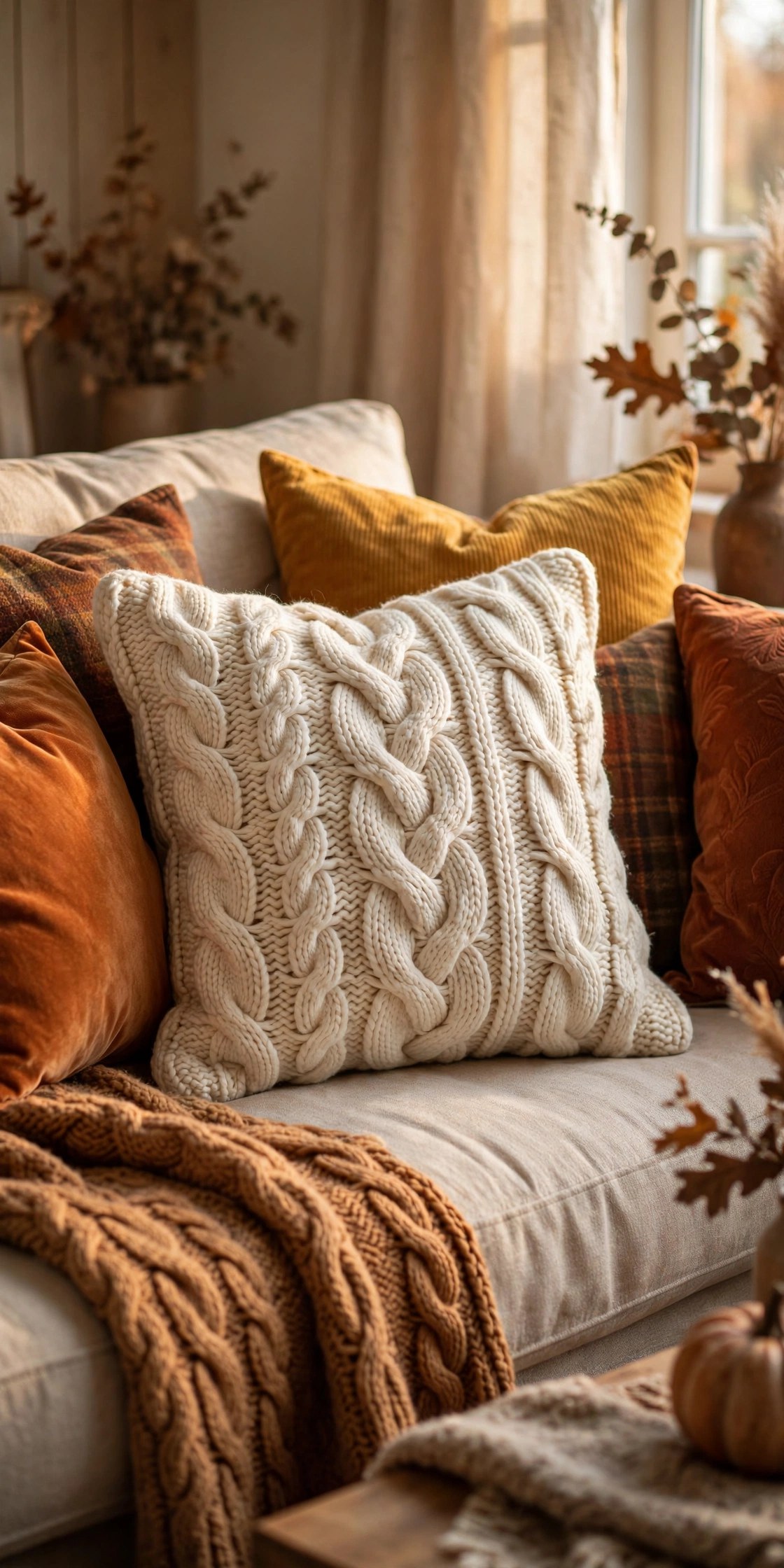 Chunky knit pillow cover