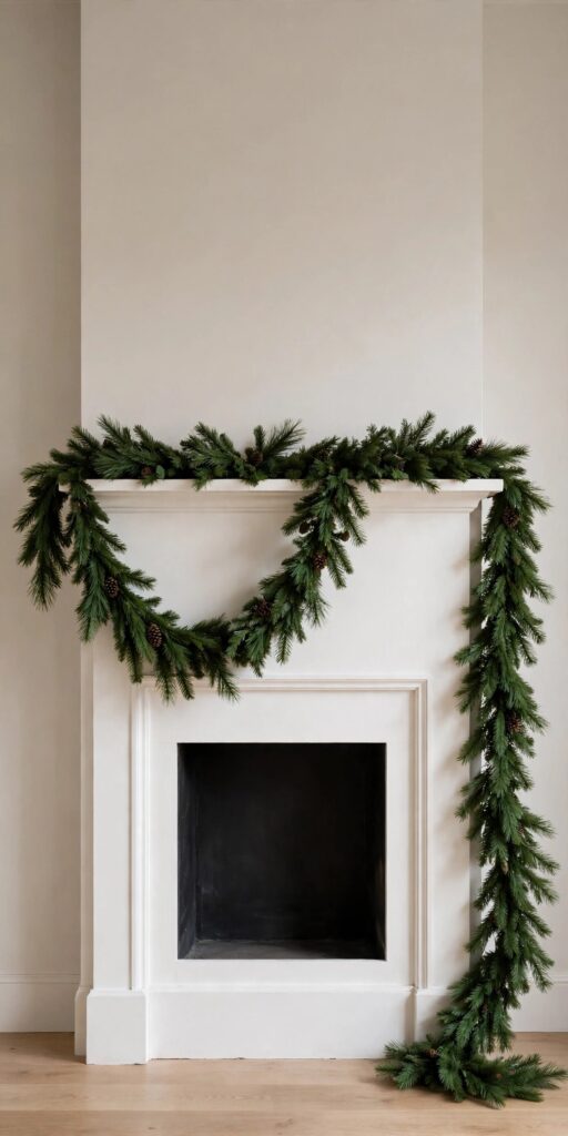 Asymmetric garland drape with a swag on one side and a cascade on the other