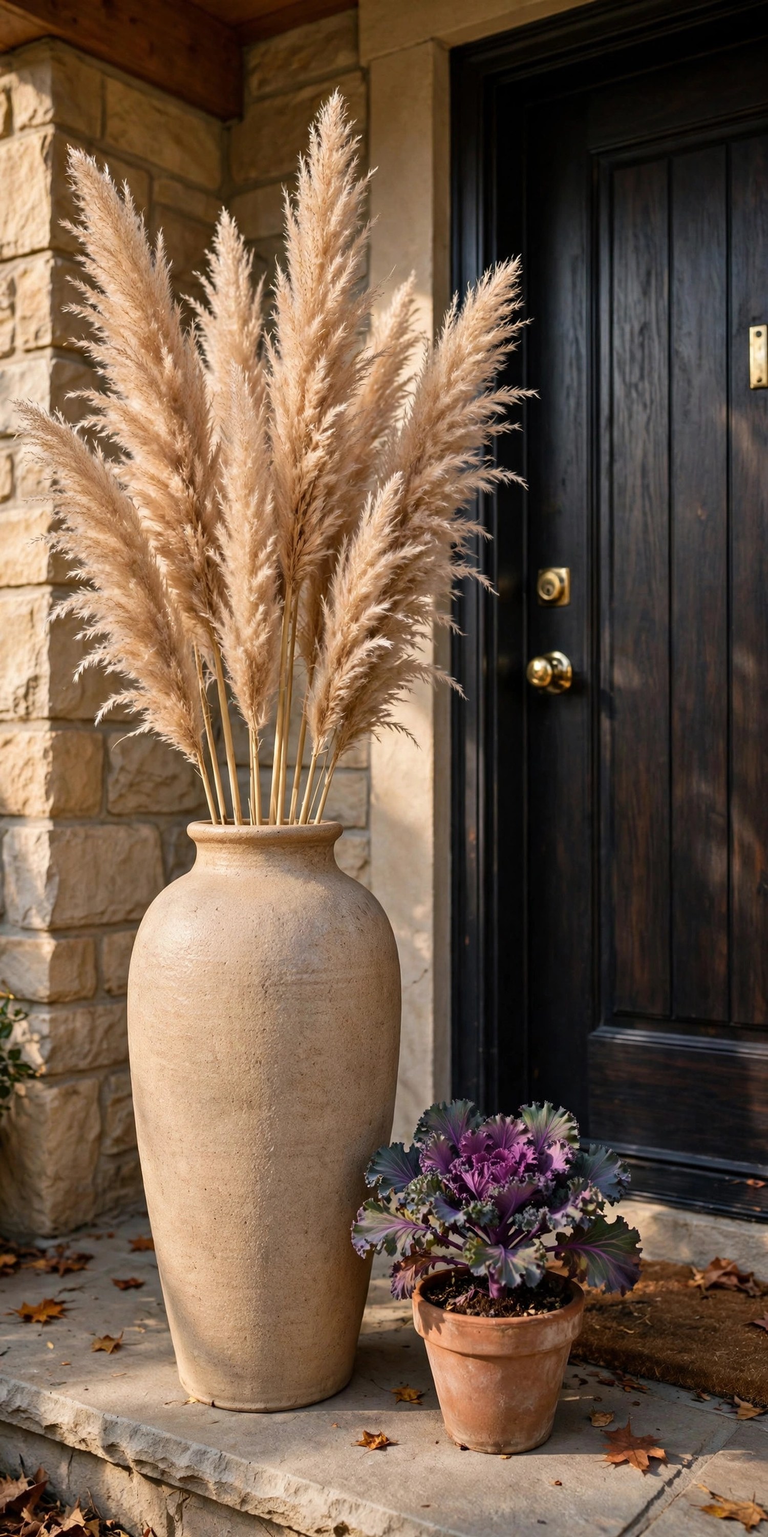 Velvet pumpkins in blush, ivory and rust grouped in threes