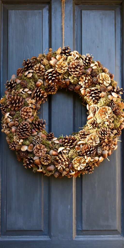 Woodland acorn and pinecone fall wreath